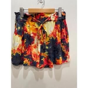 U2B Y2K Tie Dye Rayon Stretch Waist Lightweight Boho Colourful Shorts Size M / L
